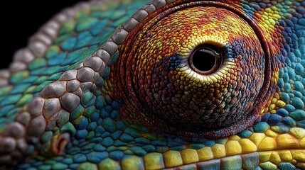 Obraz premium a chameleon's eye, offering sharp focus on its body and head