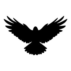 Obraz premium Solid black raven wing open silhouette vector.