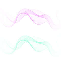 Two gentle waves of pink and mint colored lines. Eps 10