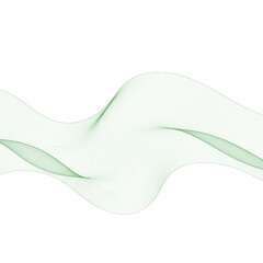 Horizontal wide green wave of lines on a white background. Eps 10
