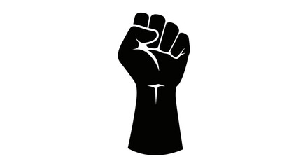 Raised fist symbol of resistance in black color