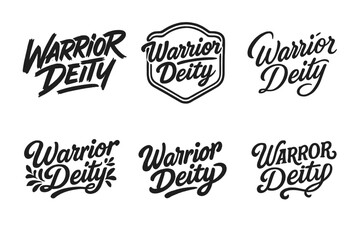 Fototapeta premium Warrior Deity Lettering. Warrior Deity. Set lettering. harmonious lettering variations of the same emblematic concept (Dynamic brushstroke graffiti lettering,