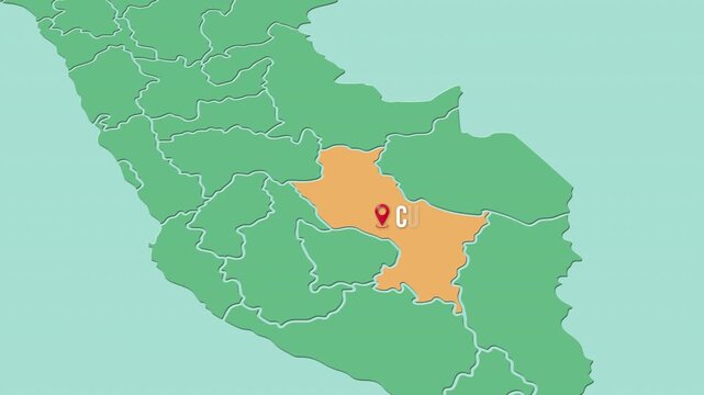 Mapa de Per&uacute; con divisi&oacute;n pol&iacute;tica resaltando el departamento de Cuzco