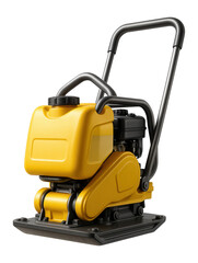 Vibratory plate compactor with built-in water tank for dust suppression on dry ground.