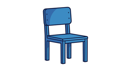 Cartoon Illustration of a Simple Blue Wooden Chair.