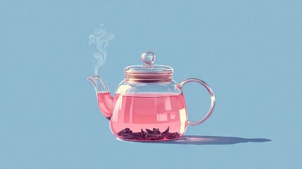   A pink tea teapot with steam pouring from the top