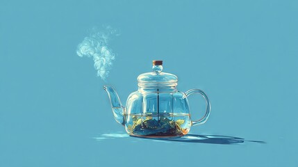   A steaming teapot with a pipe of smoke rising from its top