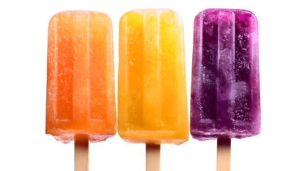 Three Colorful Popsicles On White Background ice pop isolated on a transparent background