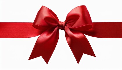 Red Ribbon Bow Floating Isolated On Transparent Background Cutout