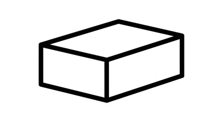 Simple Black Outline Rectangular Prism 3D Shape Icon.