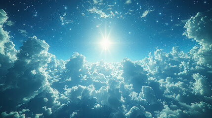 Fototapeta premium A breathtaking 3D universe unfolds under a starry sky, captured in a full-length photorealistic wide shot with natural lighting, 8K ultra-high detail, and cinematic textures that evoke the wonder of i