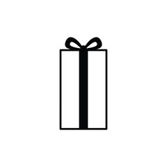 Tall rectangular gift box with ribbon vector silhouette minimal black design