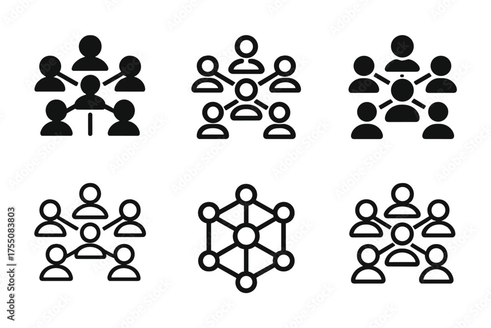 Wall mural harmonious networking logos. your network is your net worth. set logo of networking: people nodes wi