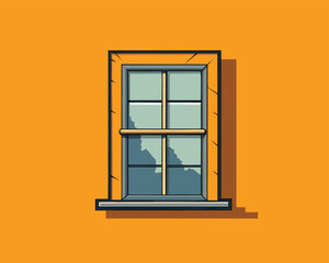 Obraz premium Abandoned House Window With Shadow Halloween Illustration | Spooky Haunted House Window Art