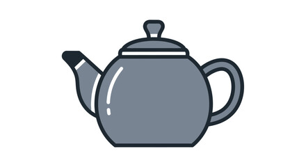Obraz premium Simple Grey Teapot with Lid and Curved Handle Illustration.
