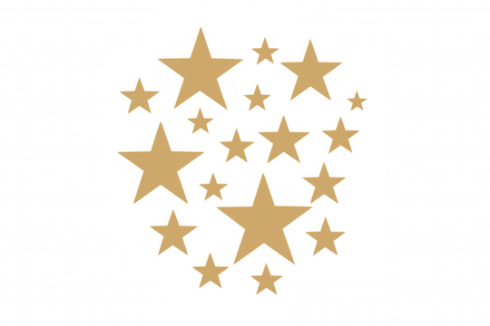 Gold stars forming a circle on transparent background, symbolizing unity, awards, and excellence