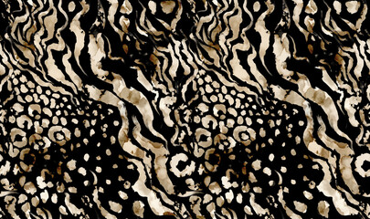 Leopard and zebra pattern design, illustration background, brown leopard and zebra design pattern. Textile print pattern.