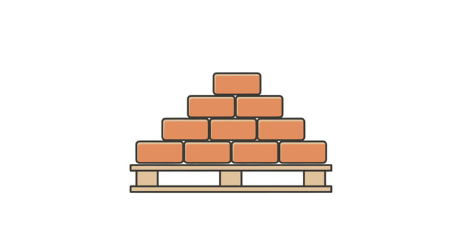 Stacked Orange Bricks on Wooden Pallet Illustration.