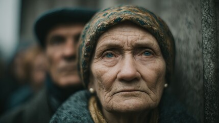 Elderly Woman Close Up Portrait with Blue Eyes