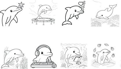 Baby Dolphins – Fun Marine Animal Coloring Vectors (Play & Fun Pack)