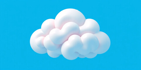 A glowing neon cloud outline floating among soft white clouds in a bright blue sky, representing cloud computing and digital storage