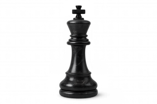 Black king chess piece on transparent background representing strategy, leadership, and power concept