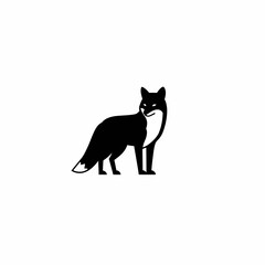 Obraz premium A simple black fox silhouette, a minimalist vector logo icon for branding