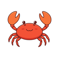 Fototapeta premium Cute Red Cartoon Crab Illustration with Smiling Face - Playful Marine Animal Vector Art for Children's Designs and Graphics