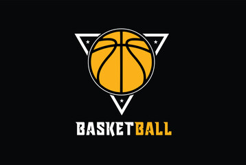 Basketball Sports logo Vector In Triangular shape with stars - Basketball badge sports logo.
