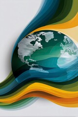 Abstract globe illustration with flowing colorful waves  