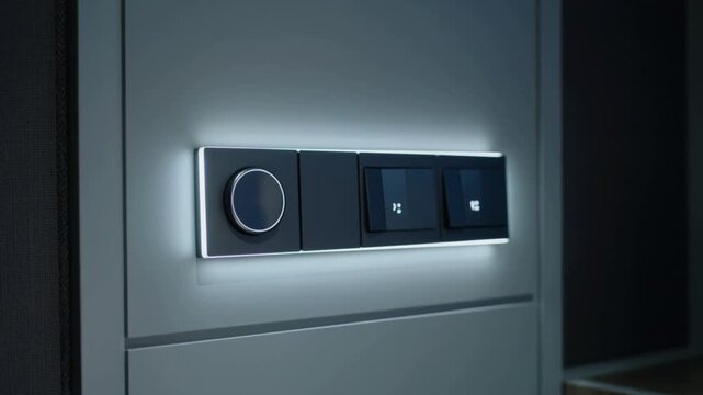 Modern control panel with illuminated buttons and dial