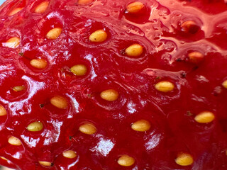 Strawberry texture extremely close up