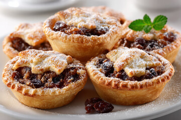 Delicious mince pies with dusted sugar traditional Christmas dessert perfect for holiday baking and festive celebrations