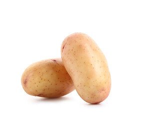 Raw baby potatoes on white background