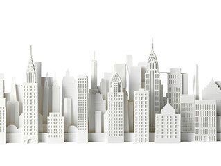 White Paper Cityscape Model with Iconic Buildings and Black Background constructed