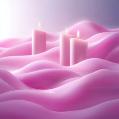 cozy and elegant composition with pink and blush colors, soft  like silk and tulle, floral details, candles, and gentle light leaks.  on white background Ultra HD, Very Realistic, High Detailed Image 