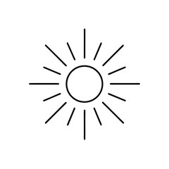 Simple sun illustration with radiating line design on transparent background