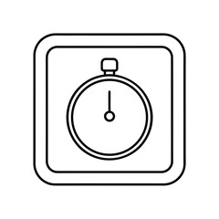 Outline of a stopwatch inside a rounded square frame on transparent background