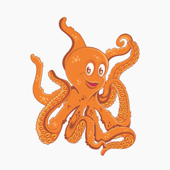 Adorable cartoon octopus with a cheerful expression and playful pose