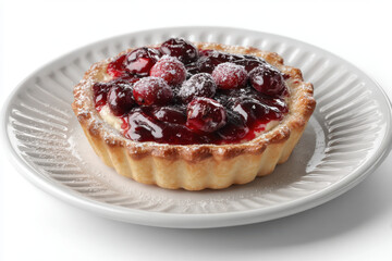Delicious cranberry tart on a white plate a sweet dessert with powdered sugar perfect for holiday baking and festive treats