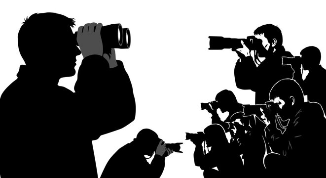 Taking photo, a group of photographers capturing moments