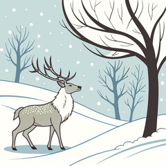 Christmas Reindeer Illustration with Decorative Antlers