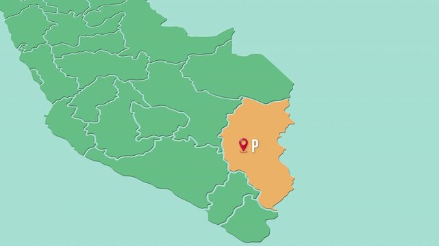 Mapa de Per&uacute; con divisi&oacute;n pol&iacute;tica resaltando el departamento de Puno