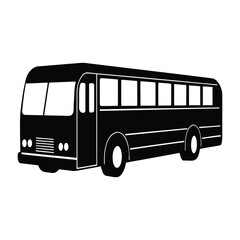 Vector icon of bus, Silhouette and flat design style isolated on white background.