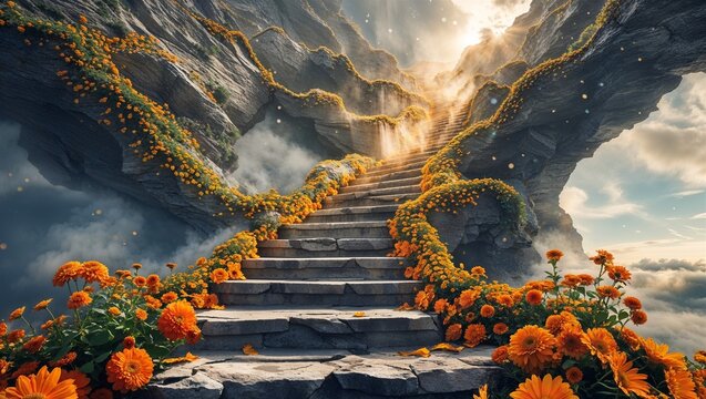 Heaven?s staircase forming from forgiven tears and laught