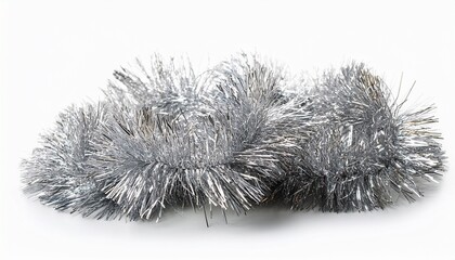 Shiny Silver Tinsel Isolated On White Background
