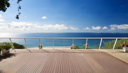 Elegant Seaside Balcony With Ocean Horizon View