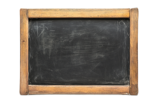 Rustic chalkboard with wooden frame for your message on transparent background