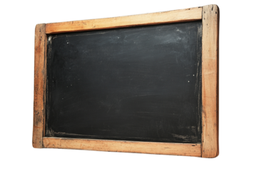 Rustic chalkboard with weathered wooden frame design on transparent background