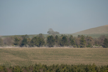 carrier tank on a dusty road